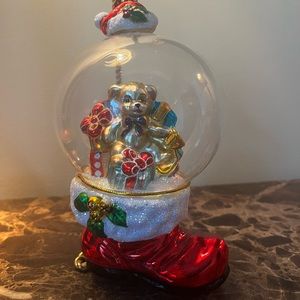 Christopher Radko Red boot and Santa hat globe ornament